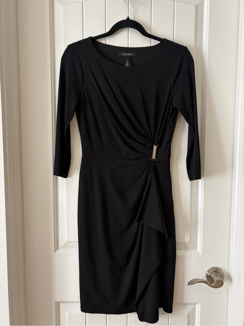 White House Black Market Black Draped Side-Ring Sheath Dress